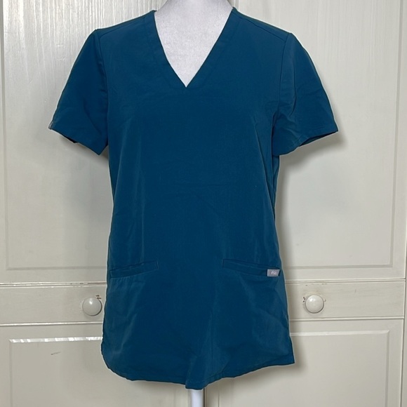 Figs Womens Casma Three-Pocket Teal Scrub Top Sz XS Technical Comfort Medical - Picture 11 of 11